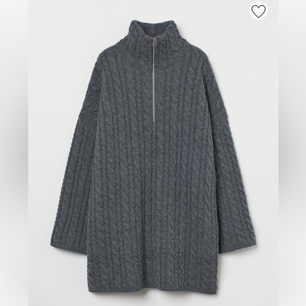 H&M wool blend cable knit sweater dress